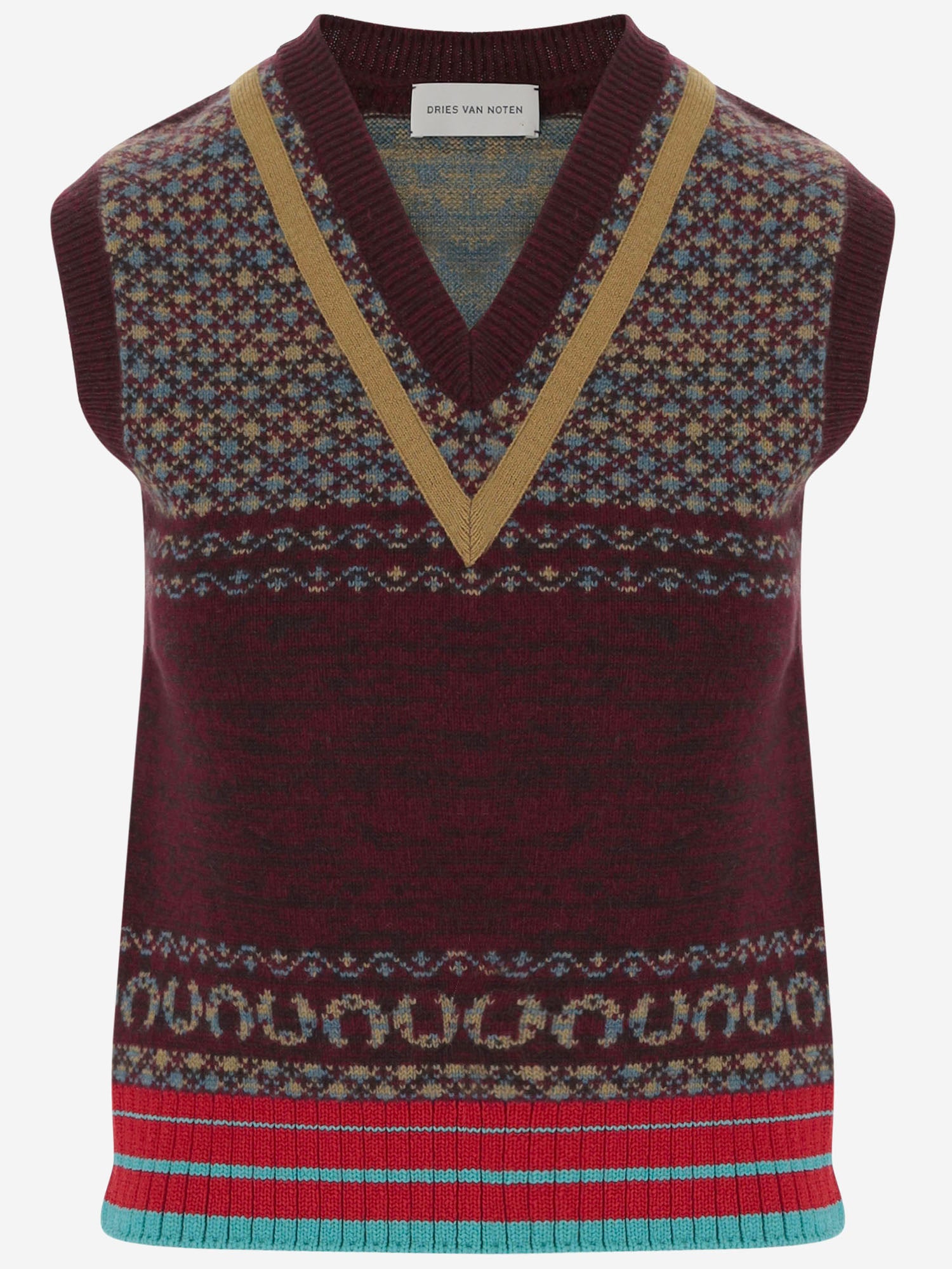 GILET IN LANA E VISCOSA CON MOTIVO GEOMETRICO 011217 4757355 DRIES VAN NOTEN 