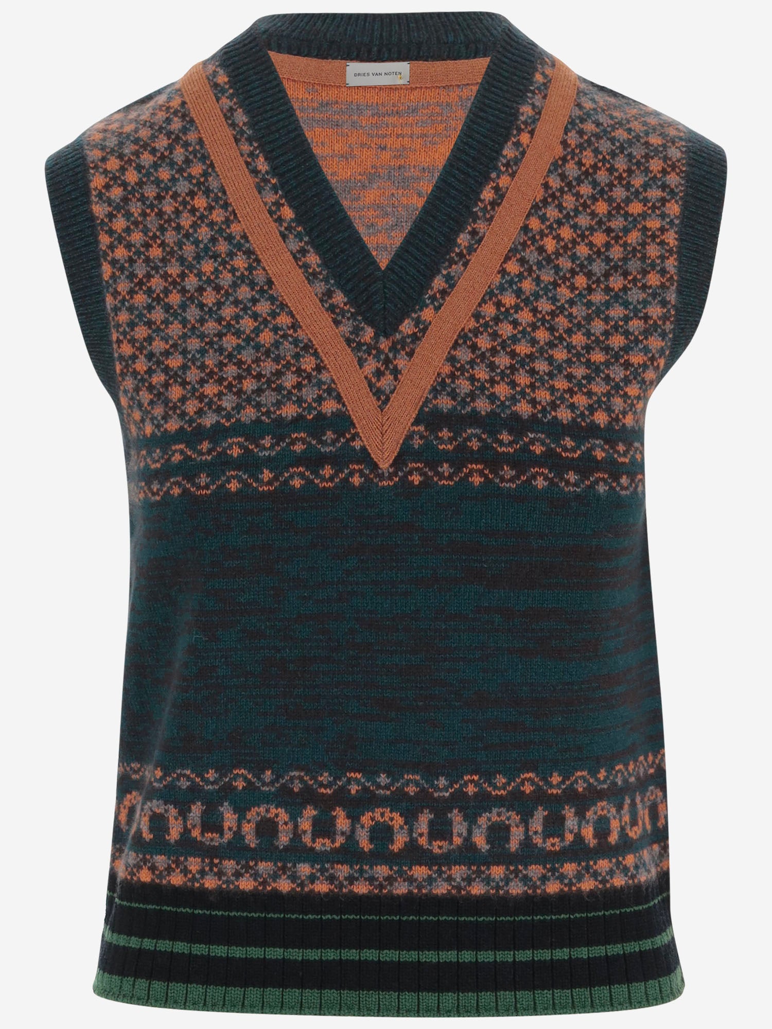 GILET IN LANA E VISCOSA CON MOTIVO GEOMETRICO 011217 4757605 DRIES VAN NOTEN 
