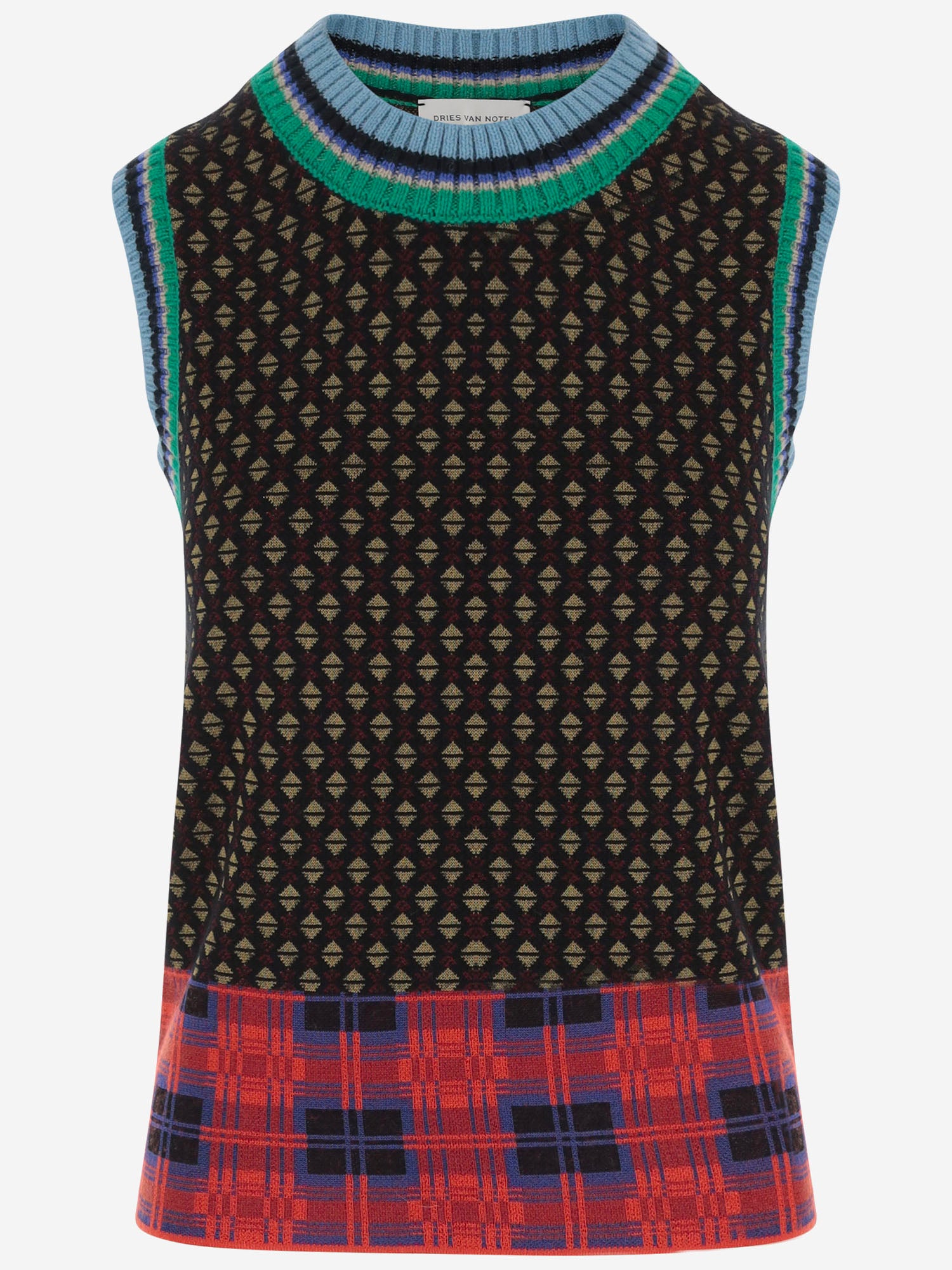 GILET IN MISTO LANA CON MOTIVO GEOMETRICO 011235 4762900 DRIES VAN NOTEN 