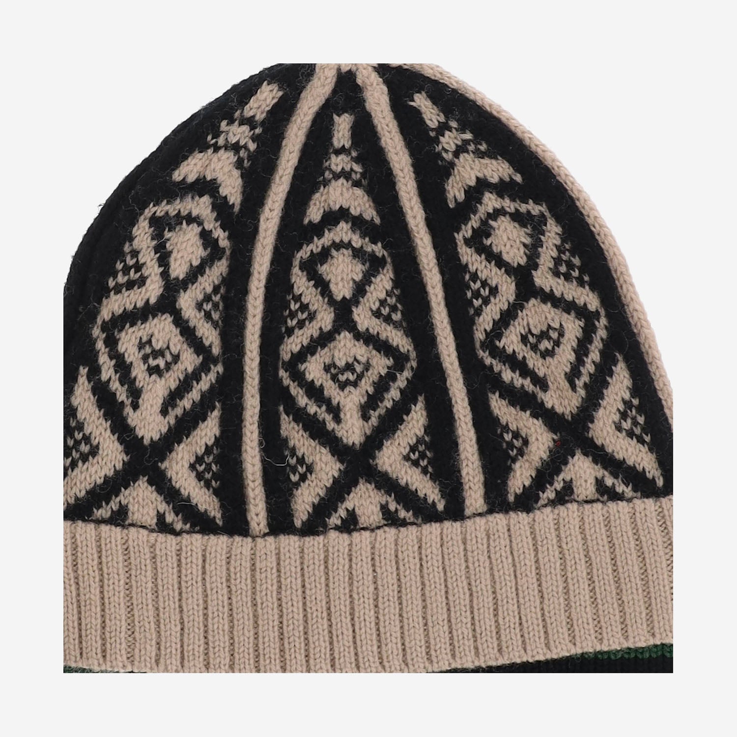 CAPPELLO IN LANA CON MOTIVO GEOMETRICO E FASCIA A CONTRASTO 012211 4761106 DRIES VAN NOTEN 