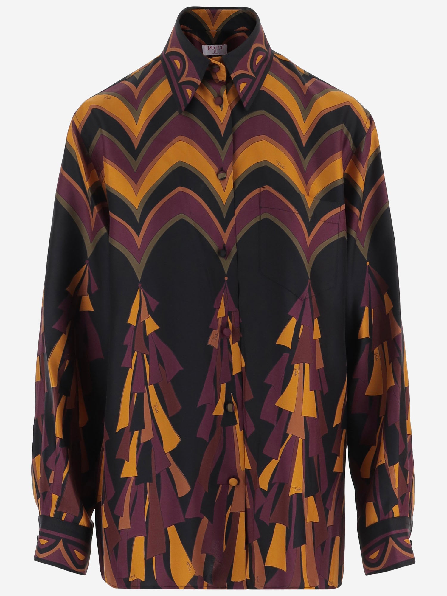 T-SHIRT IN TWILL DI SETA CON STAMPA BAIADERA 6URJ10 6U841075 EMILIO PUCCI 