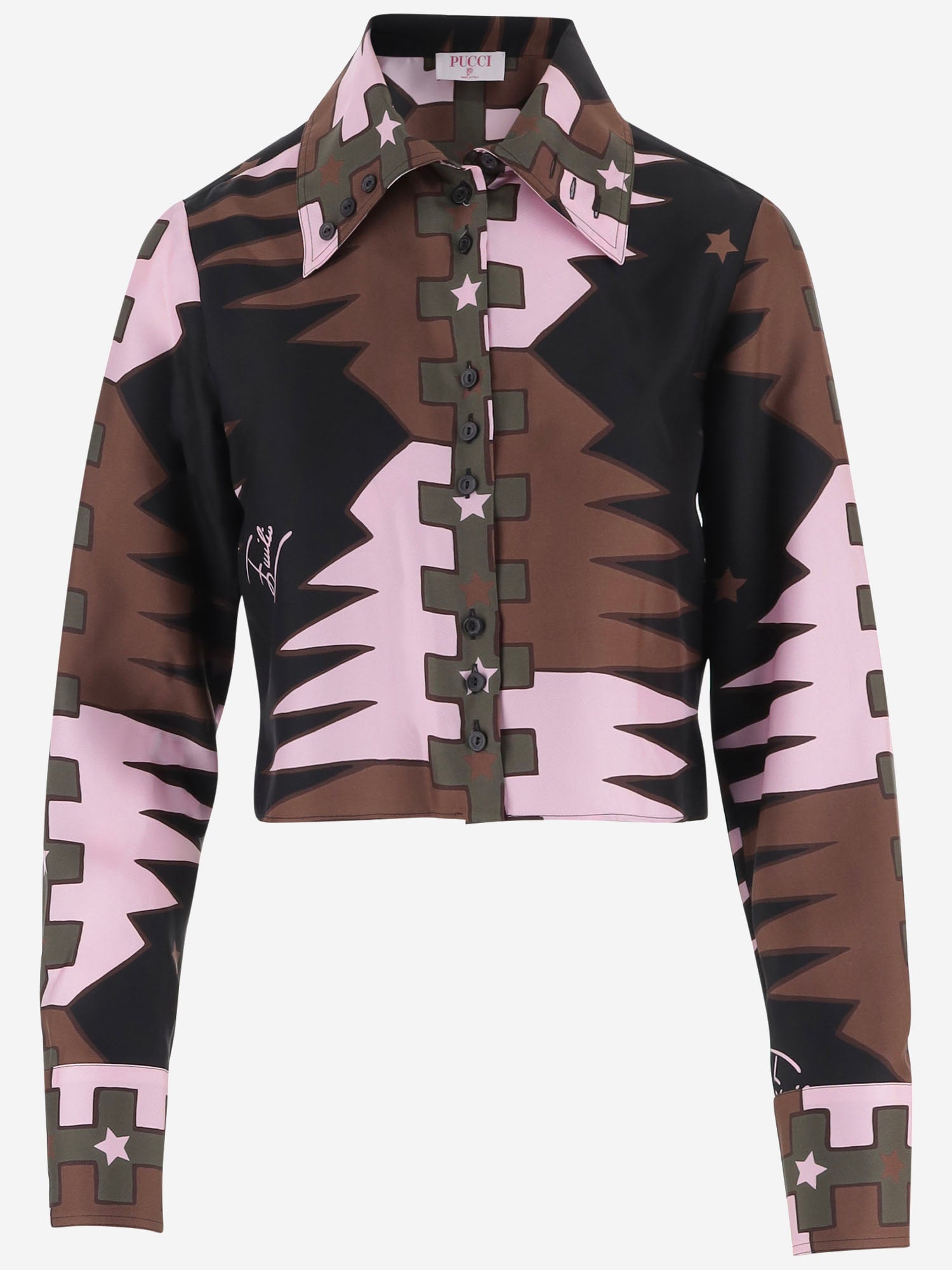 CAMICIA CROP IN SETA CON STAMPA VALDIMONTONE 6URJ15 6U831052 EMILIO PUCCI 