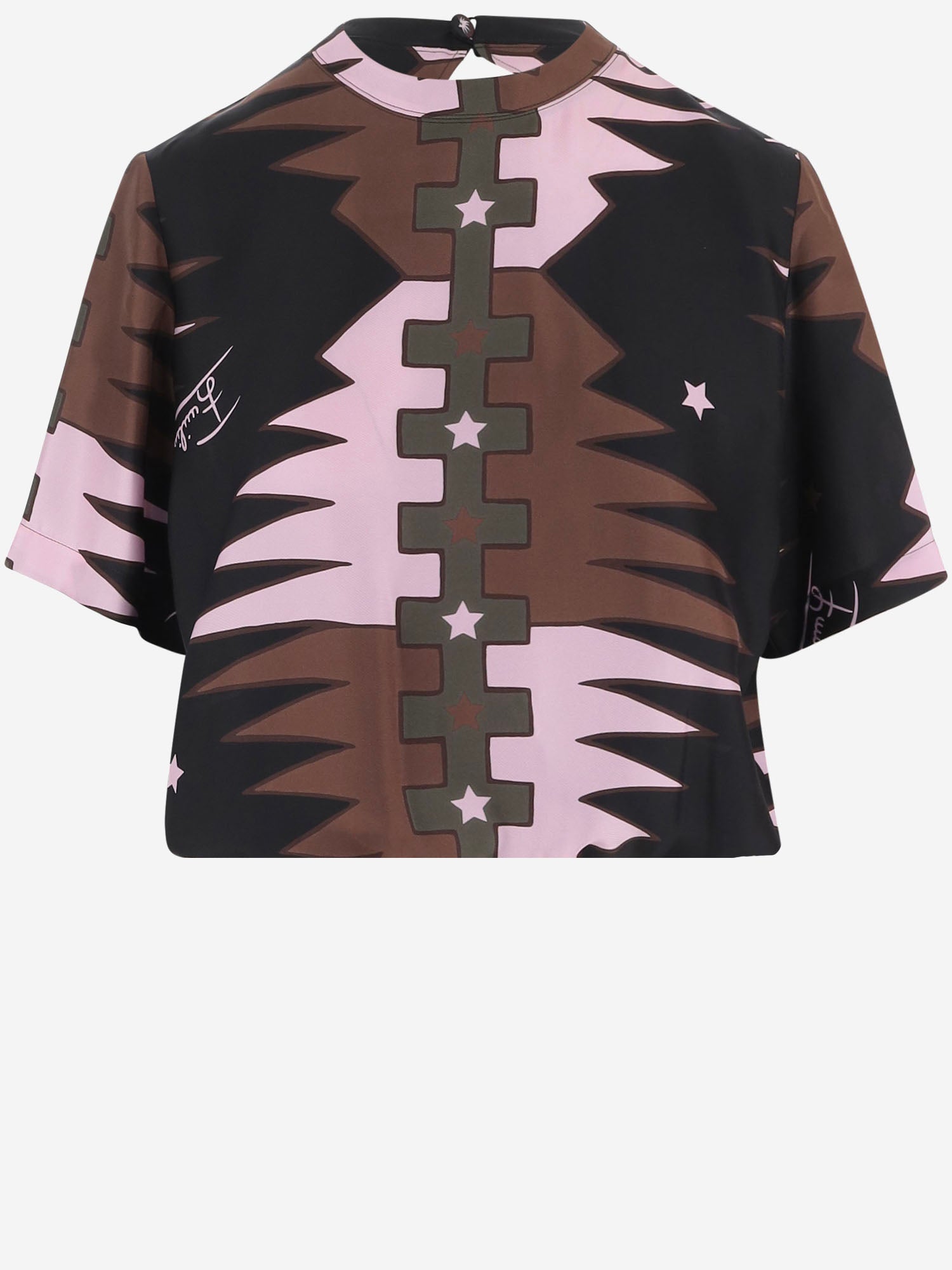 T-SHIRT IN TWILL DI SETA CON STAMPA VALDIMONTONE 6URM73 6U831052 EMILIO PUCCI 