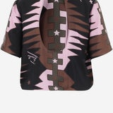 T-SHIRT IN TWILL DI SETA CON STAMPA VALDIMONTONE 6URM73 6U831052 EMILIO PUCCI 
