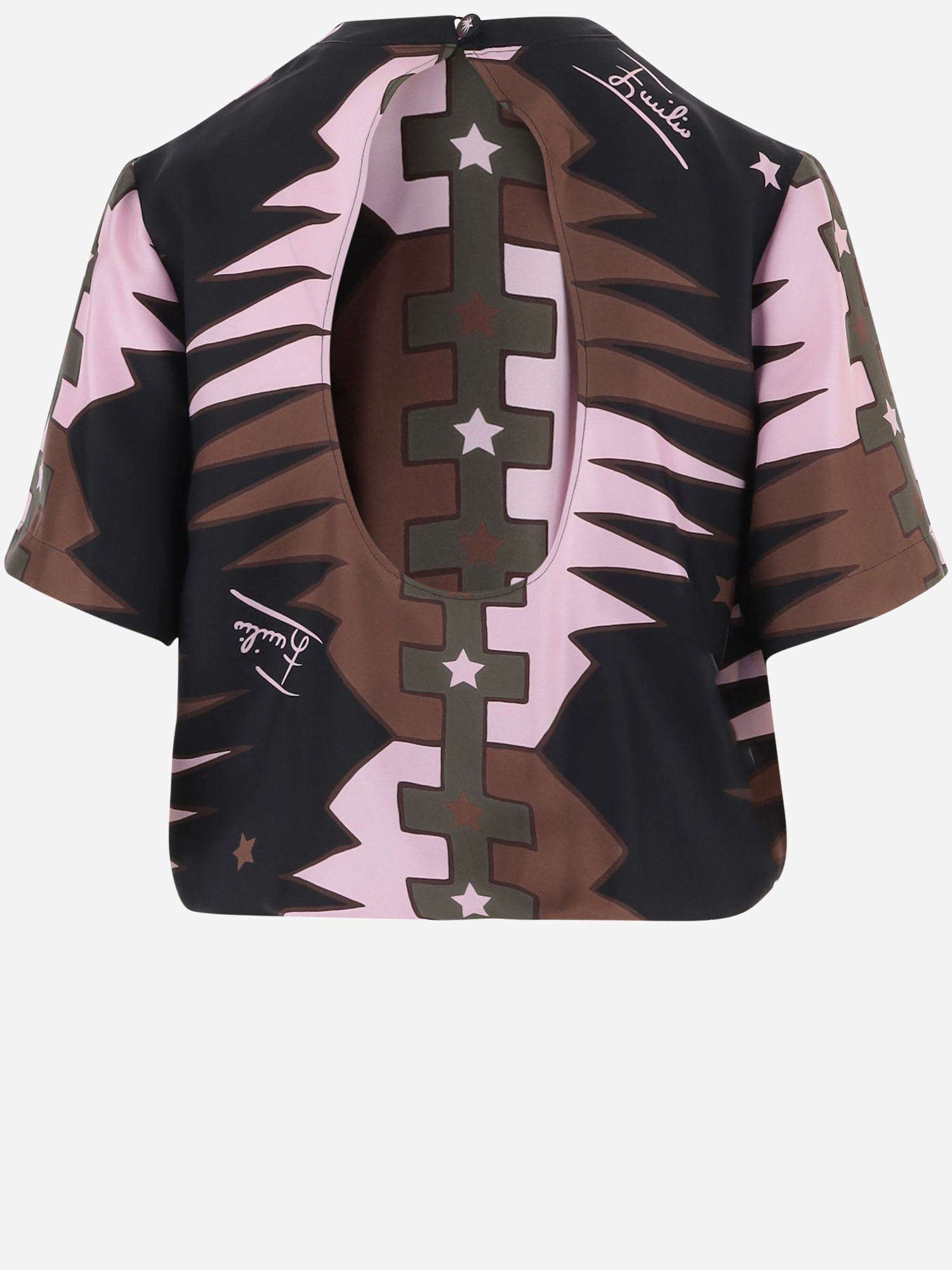 T-SHIRT IN TWILL DI SETA CON STAMPA VALDIMONTONE 6URM73 6U831052 EMILIO PUCCI 