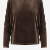 MAGLIA A MANICHE LUNGHE IN VELLUTO STRETCH 0928 1647MORO F.IT 