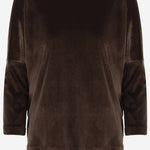 MAGLIA A MANICHE LUNGHE IN VELLUTO STRETCH 3092 1647MORO F.IT 