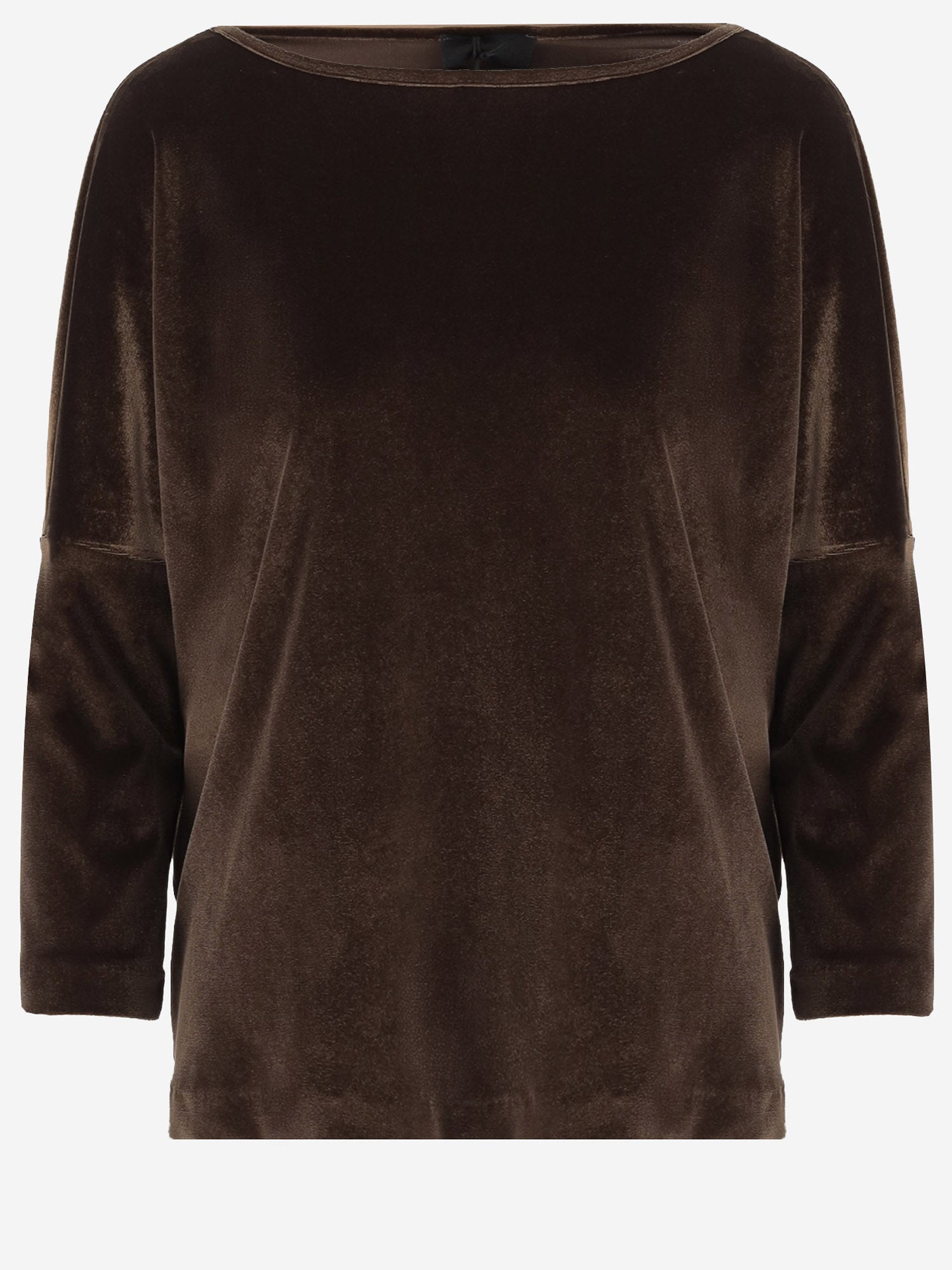 MAGLIA A MANICHE LUNGHE IN VELLUTO STRETCH 3092 1647MORO F.IT 