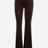 PANTALONI IN VELLUTO STRETCH CON GAMBA SVASATA 4701 1647MORO F.IT 