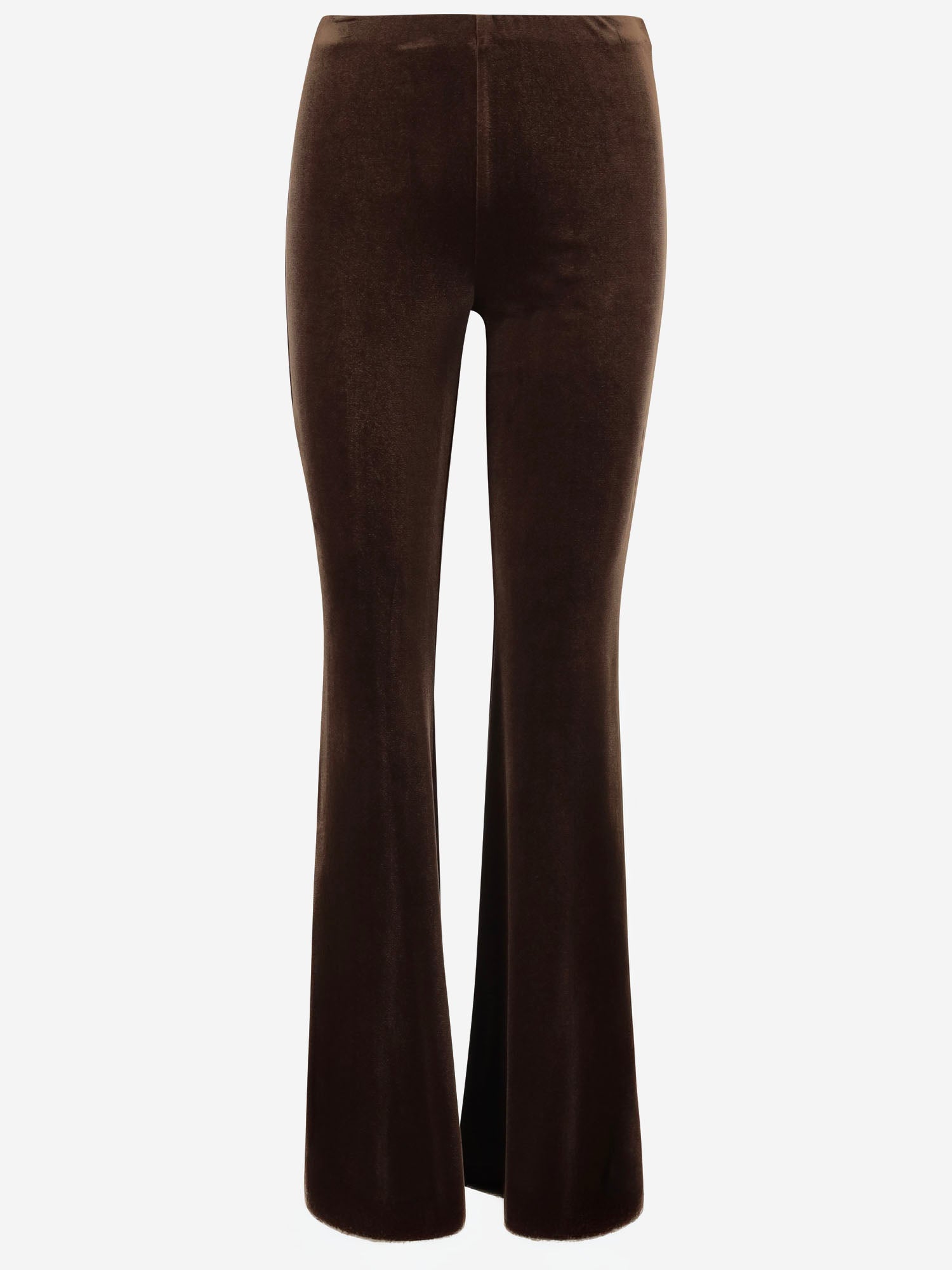 PANTALONI IN VELLUTO STRETCH CON GAMBA SVASATA 4701 1647MORO F.IT 