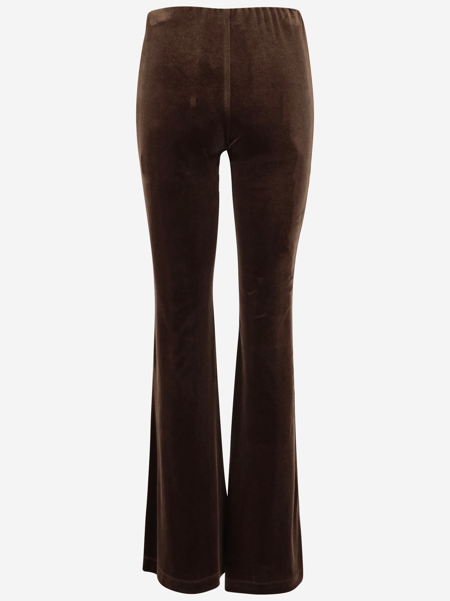 PANTALONI IN VELLUTO STRETCH CON GAMBA SVASATA 4701 1647MORO F.IT 