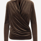 MAGLIA INCROCIATA IN VELLUTO STRETCH 4779 1647MORO F.IT 
