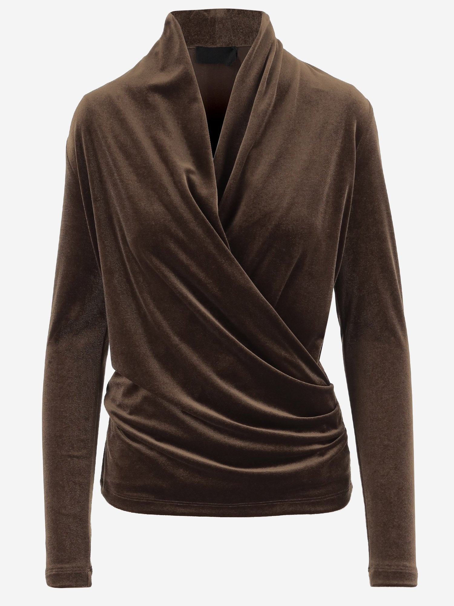 MAGLIA INCROCIATA IN VELLUTO STRETCH 4779 1647MORO F.IT 