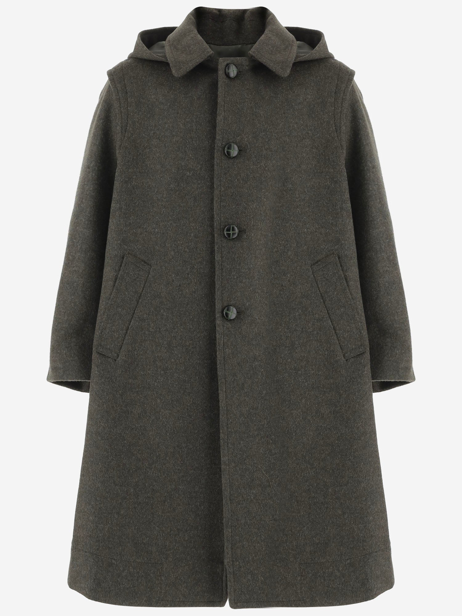 CAPPOTTO LODEN IN LANA CON CAPPUCCIO LODEN GREEN FRIKI KIDS 