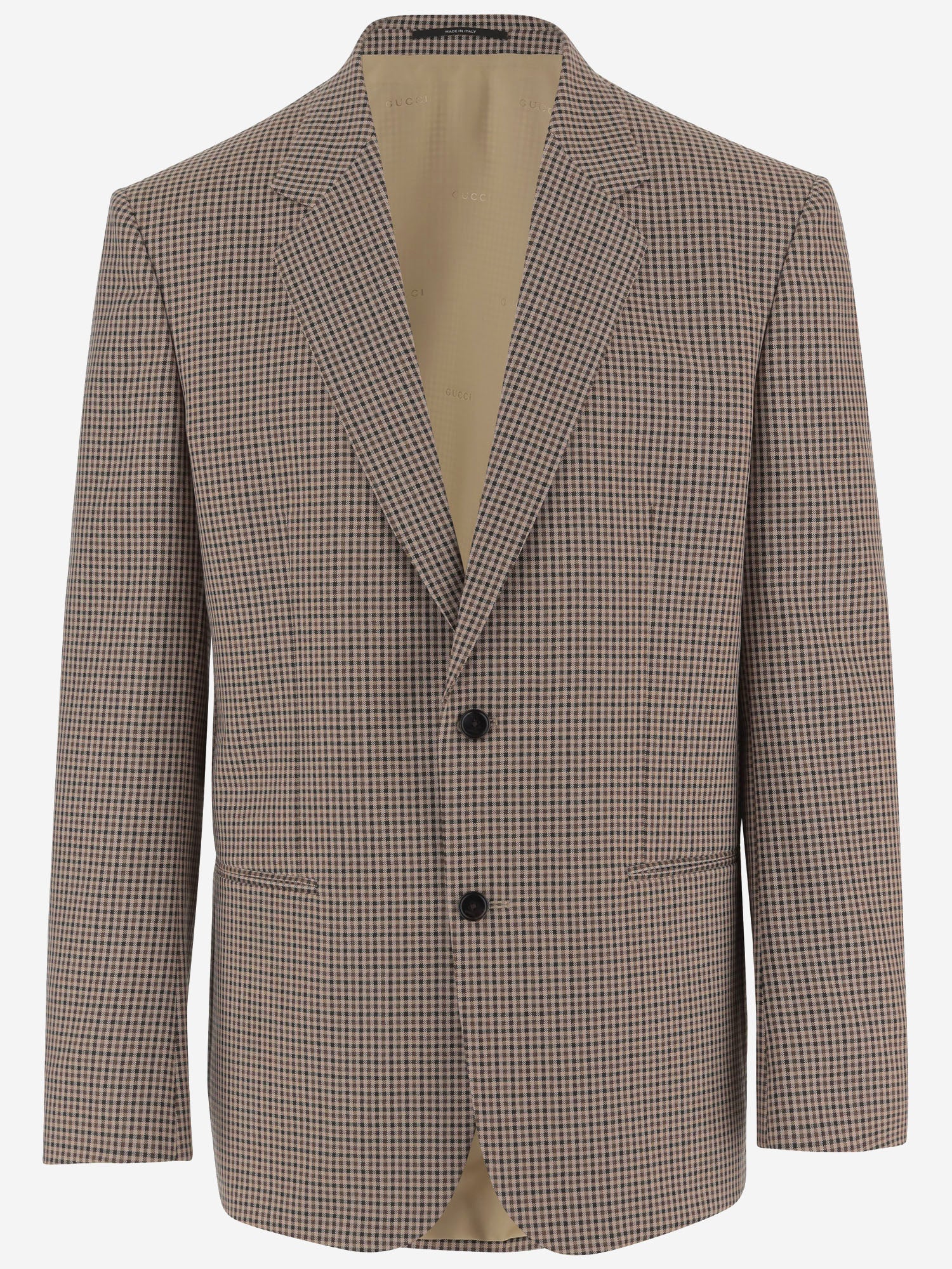 GIACCA MONOPETTO IN LANA A QUADRETTI 874604 ZAU809549 GUCCI 