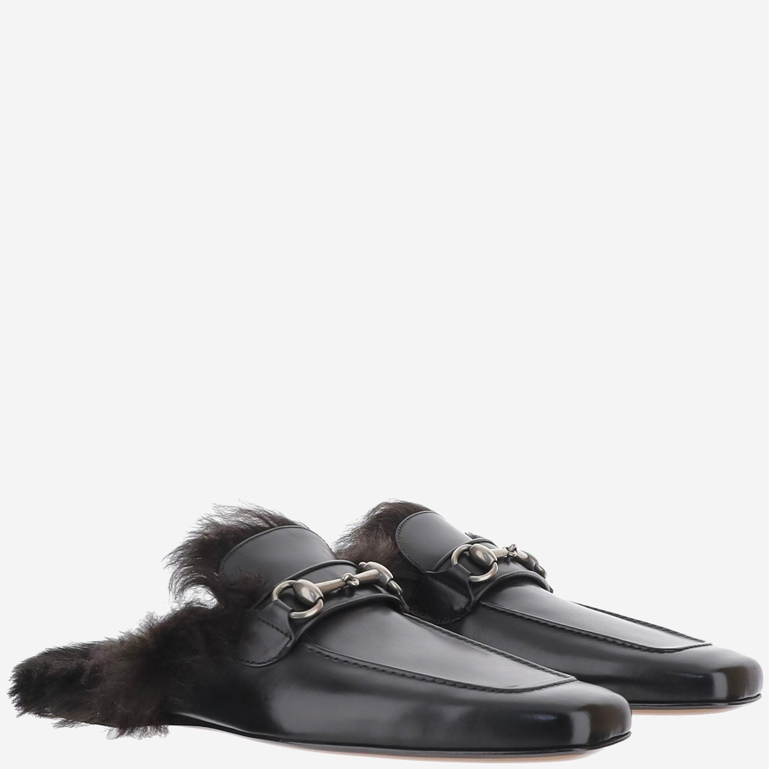 SLIPPER IN PELLE CON MORSETTO A005GQ AAG9B1000 GUCCI 