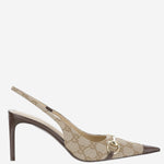 Décolleté slingback in pelle e tessuto GG A0068T FAGHW9650 GUCCI 