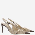 Décolleté slingback in pelle e tessuto GG A0068T FAGHW9650 GUCCI 