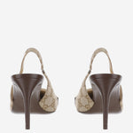 Décolleté slingback in pelle e tessuto GG A0068T FAGHW9650 GUCCI 