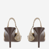 Décolleté slingback in pelle e tessuto GG A0068T FAGHW9650 GUCCI 