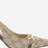 Décolleté slingback in pelle e tessuto GG A0068T FAGHW9650 GUCCI 
