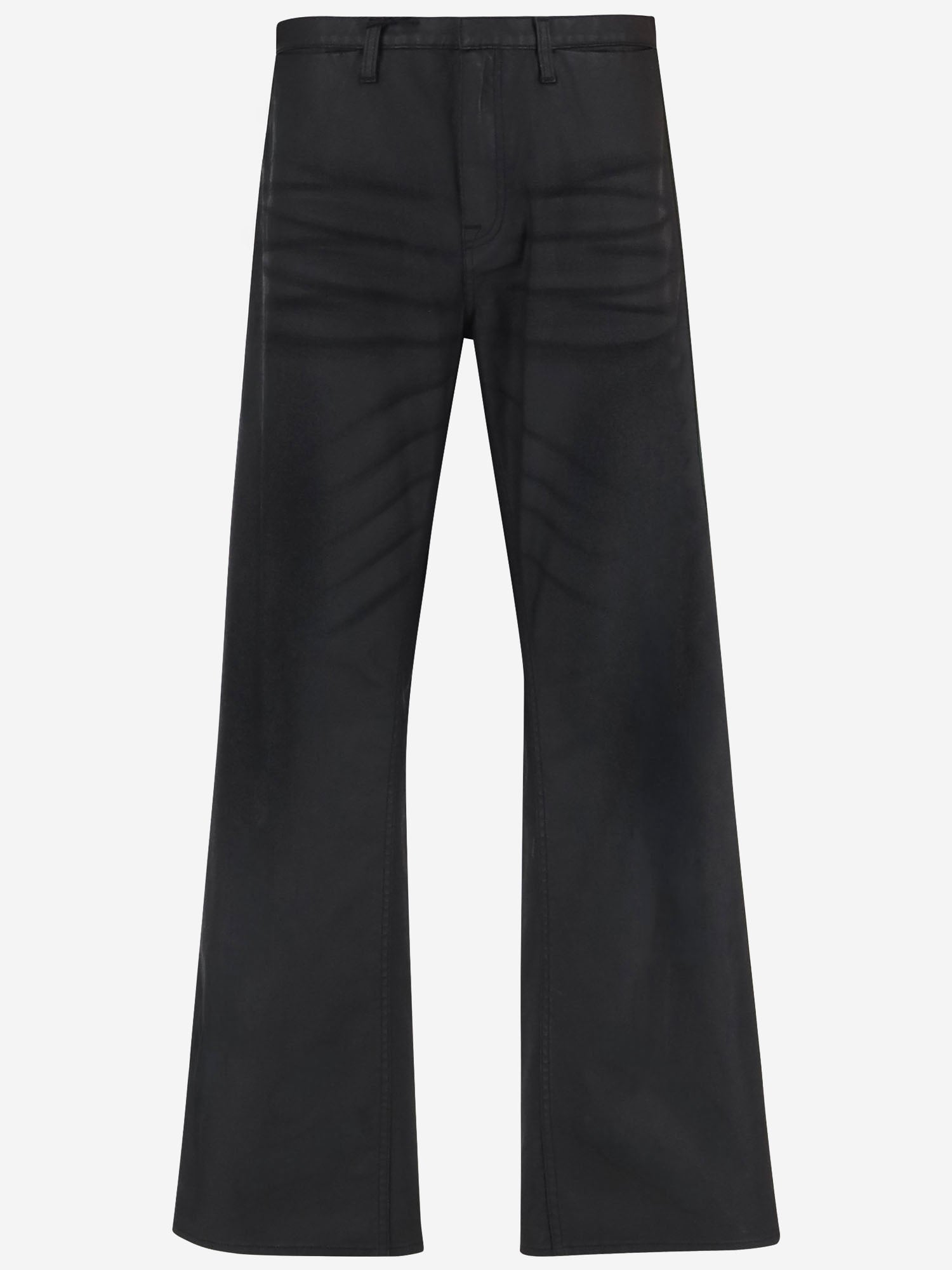 Pantaloni in denim di cotone stretch spalmato con nastro web A006GG XDDH31000 GUCCI 