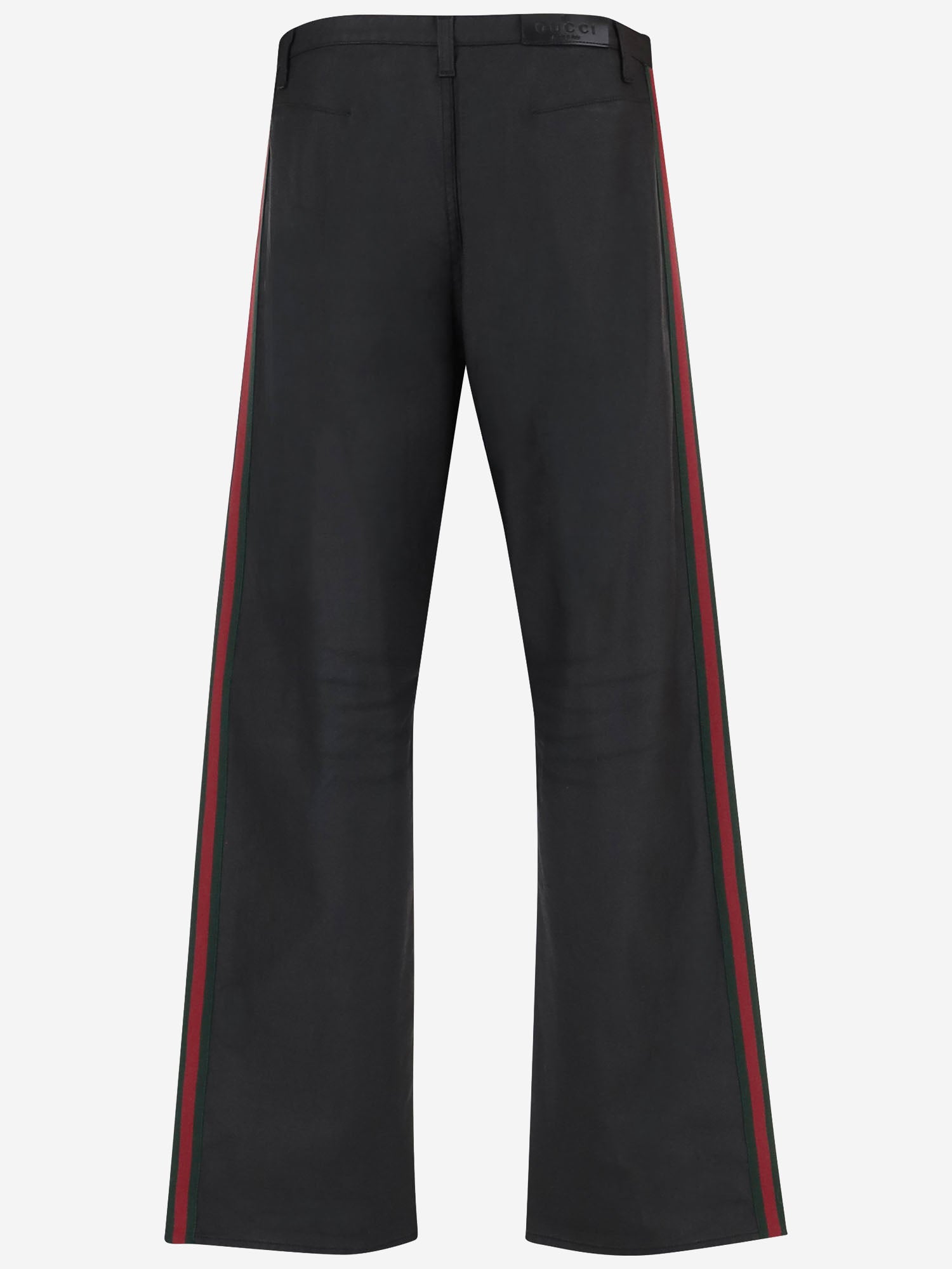 Pantaloni in denim di cotone stretch spalmato con nastro web A006GG XDDH31000 GUCCI 