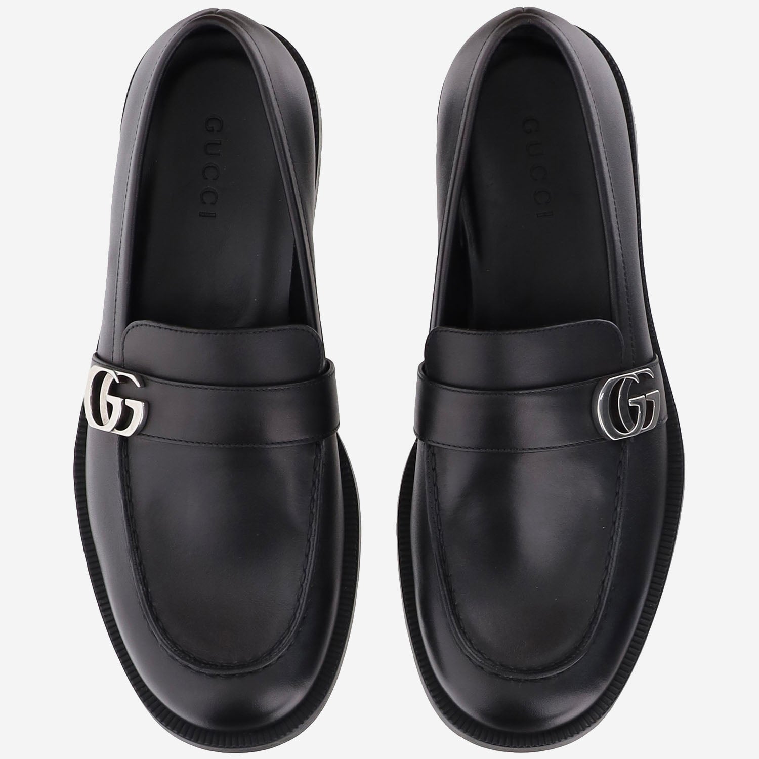 MOCASSINI IN PELLE CON LOGO A006HC BLM001000 GUCCI 