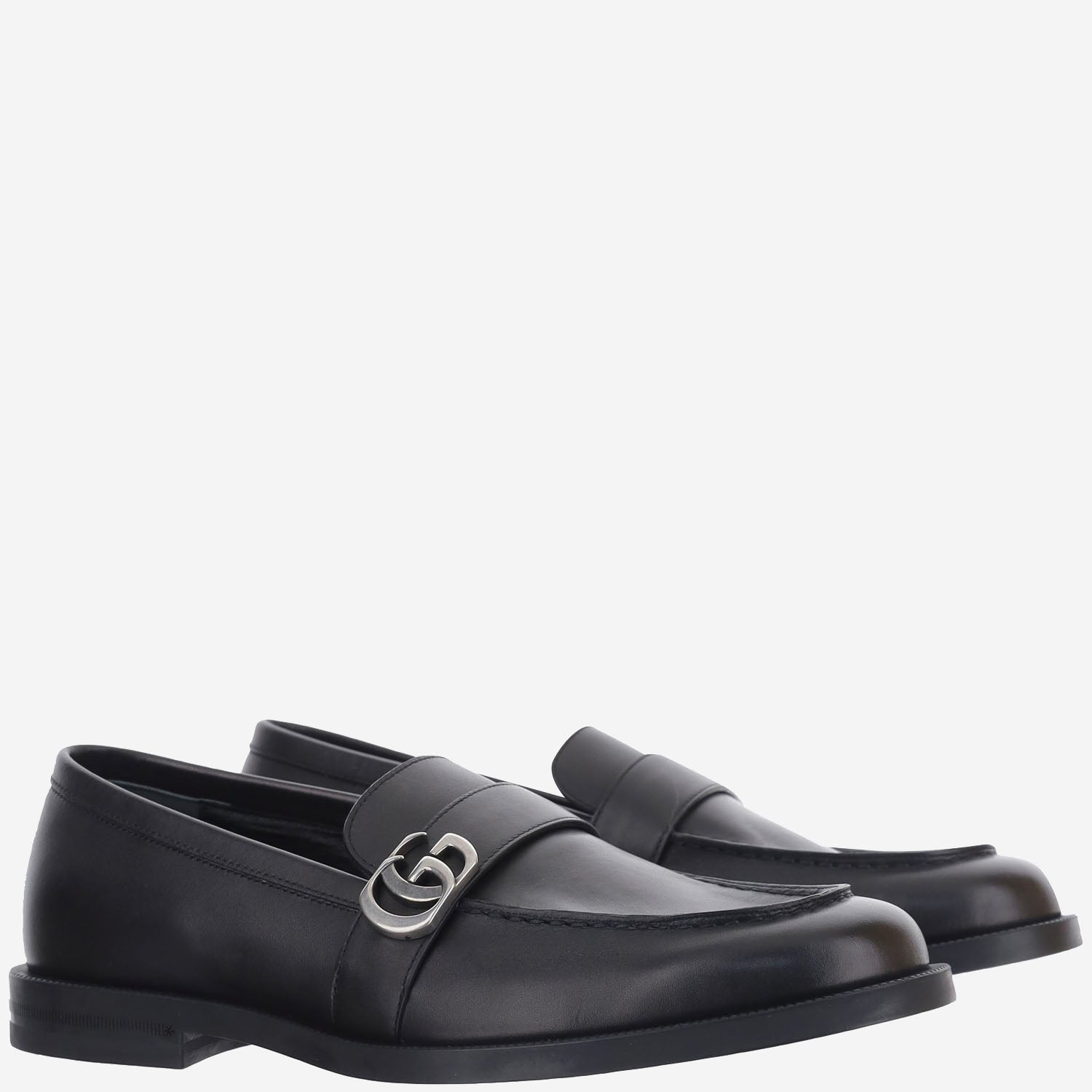 MOCASSINI IN PELLE CON LOGO A006HC BLM001000 GUCCI 