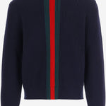 MAGLIONE IN LANA A COSTE CON NASTRO WEB A0078N XKFTC4728 GUCCI 