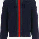 MAGLIONE IN LANA A COSTE CON NASTRO WEB A0078N XKFTC4728 GUCCI 