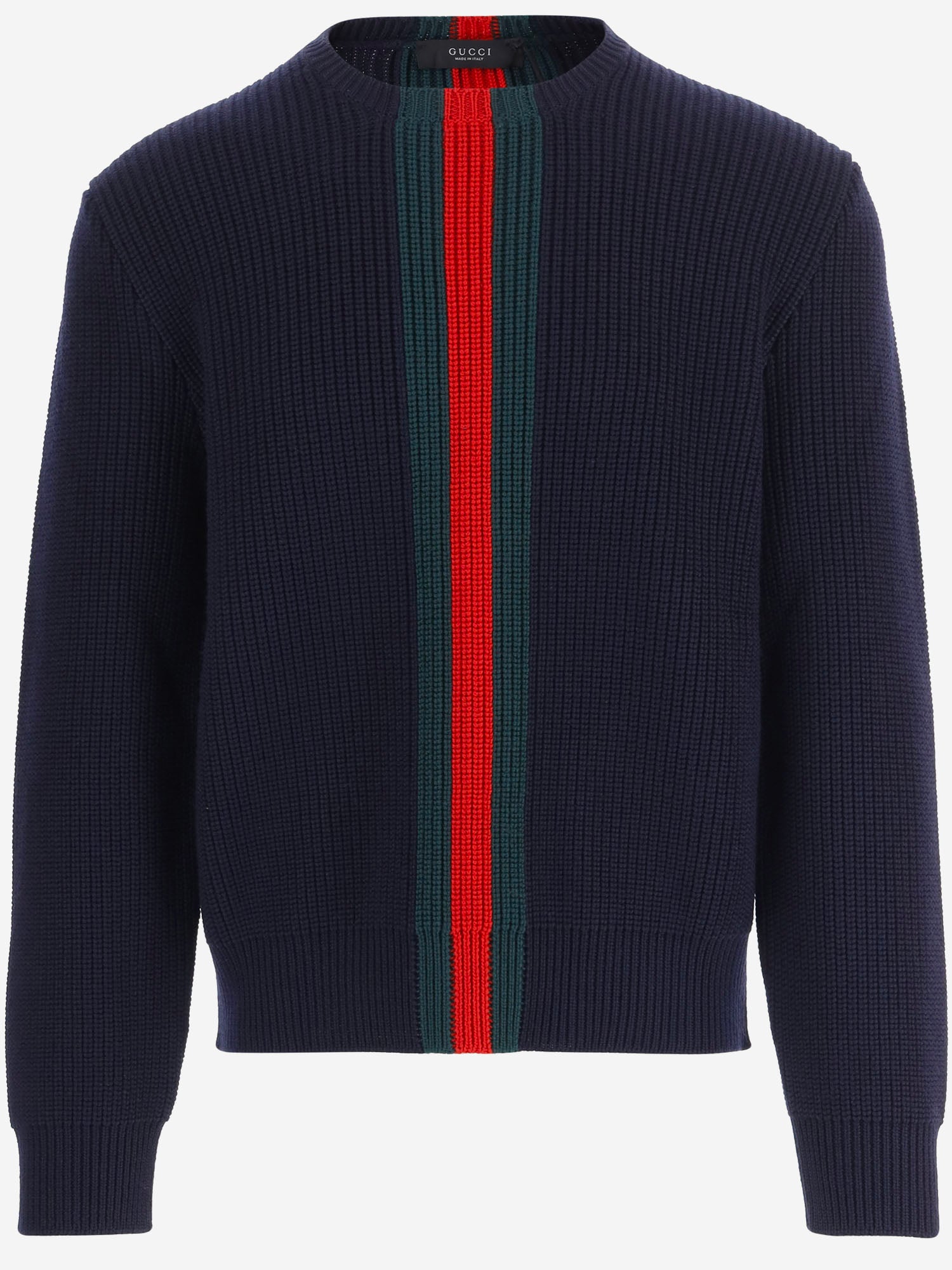 MAGLIONE IN LANA A COSTE CON NASTRO WEB A0078N XKFTC4728 GUCCI 