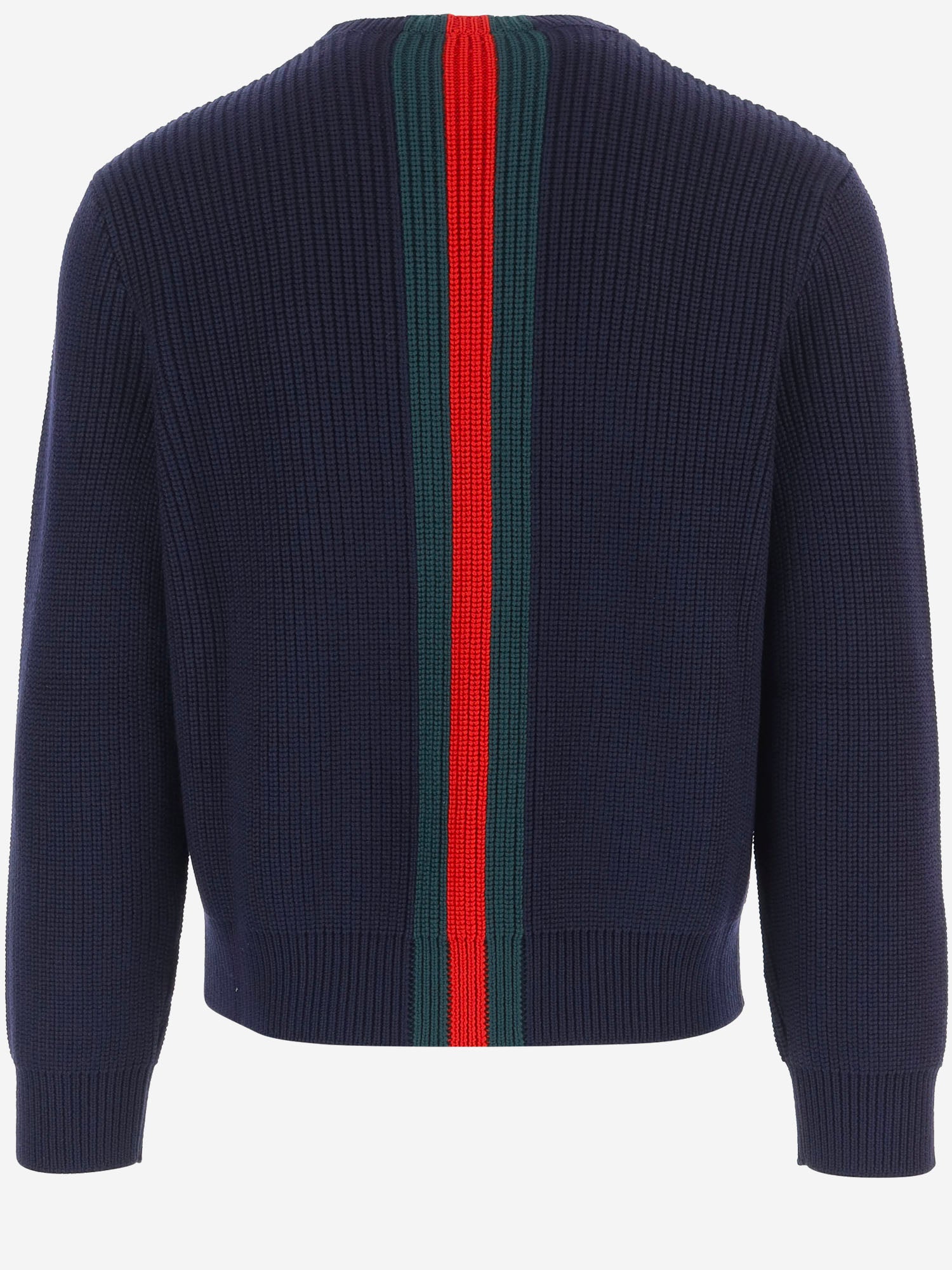 MAGLIONE IN LANA A COSTE CON NASTRO WEB A0078N XKFTC4728 GUCCI 