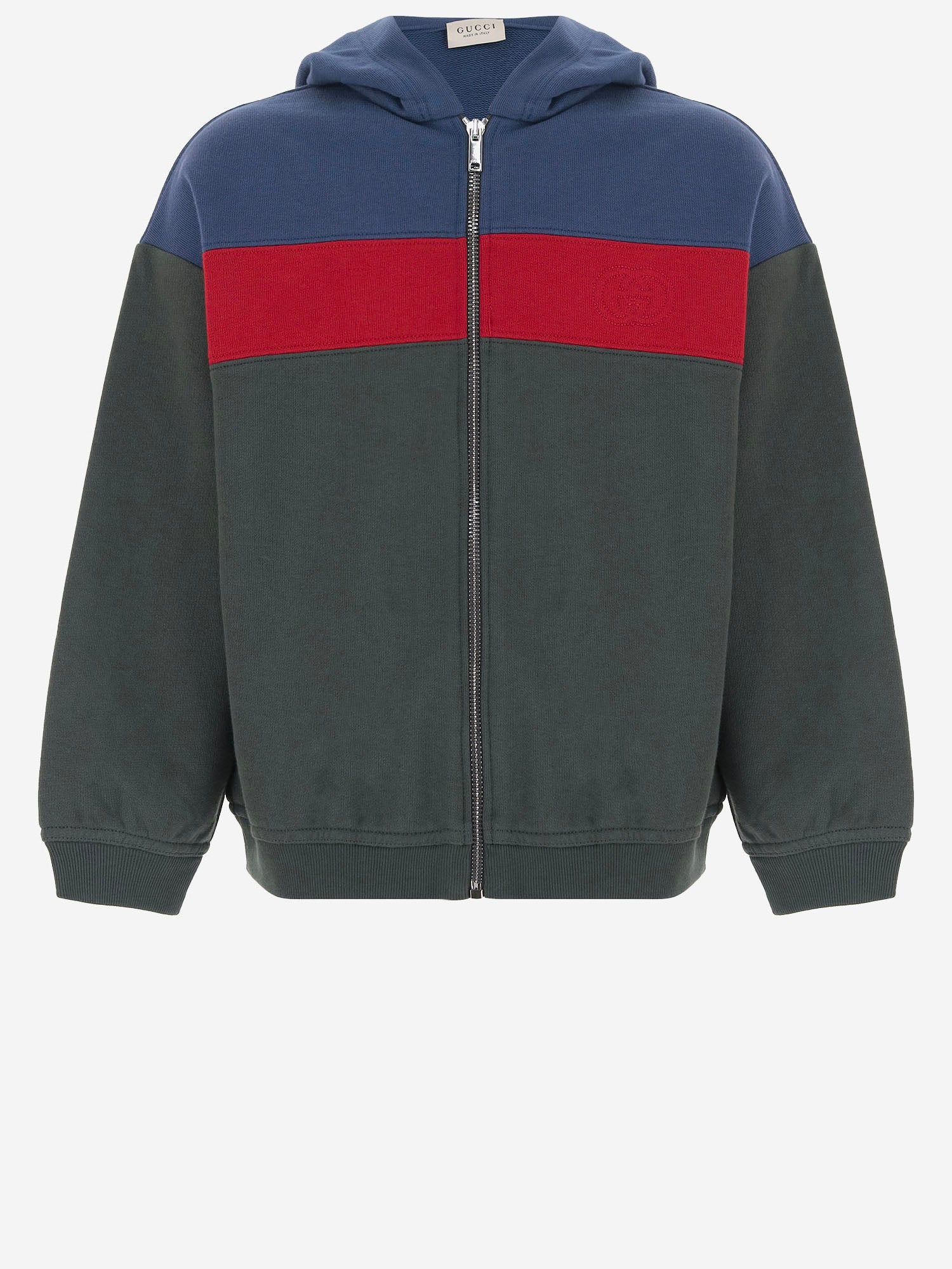 FELPA COLOR-BLOCK IN COTONE CON ZIP 864638 XJHVM4393 GUCCI KIDS 