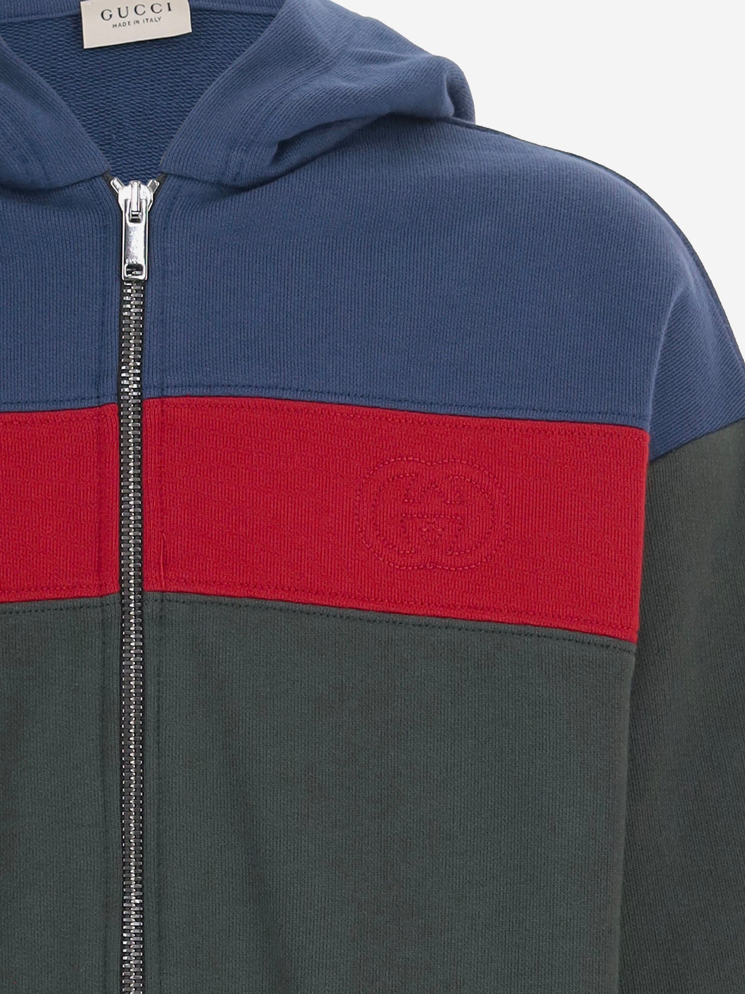 FELPA COLOR-BLOCK IN COTONE CON ZIP 864638 XJHVM4393 GUCCI KIDS 