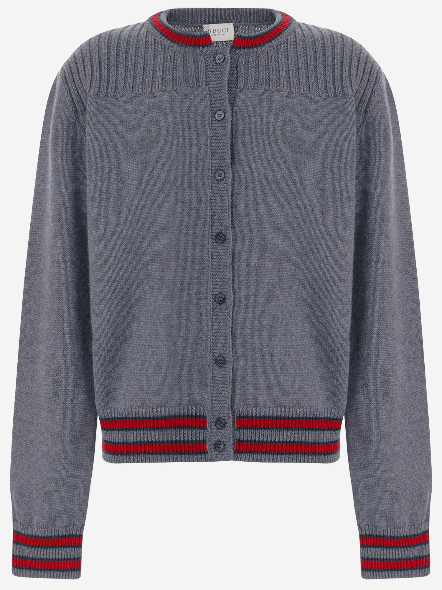 CARDIGAN IN LANA CON BORDI A CONTRASTO 867911 XKFKF1155 GUCCI KIDS 