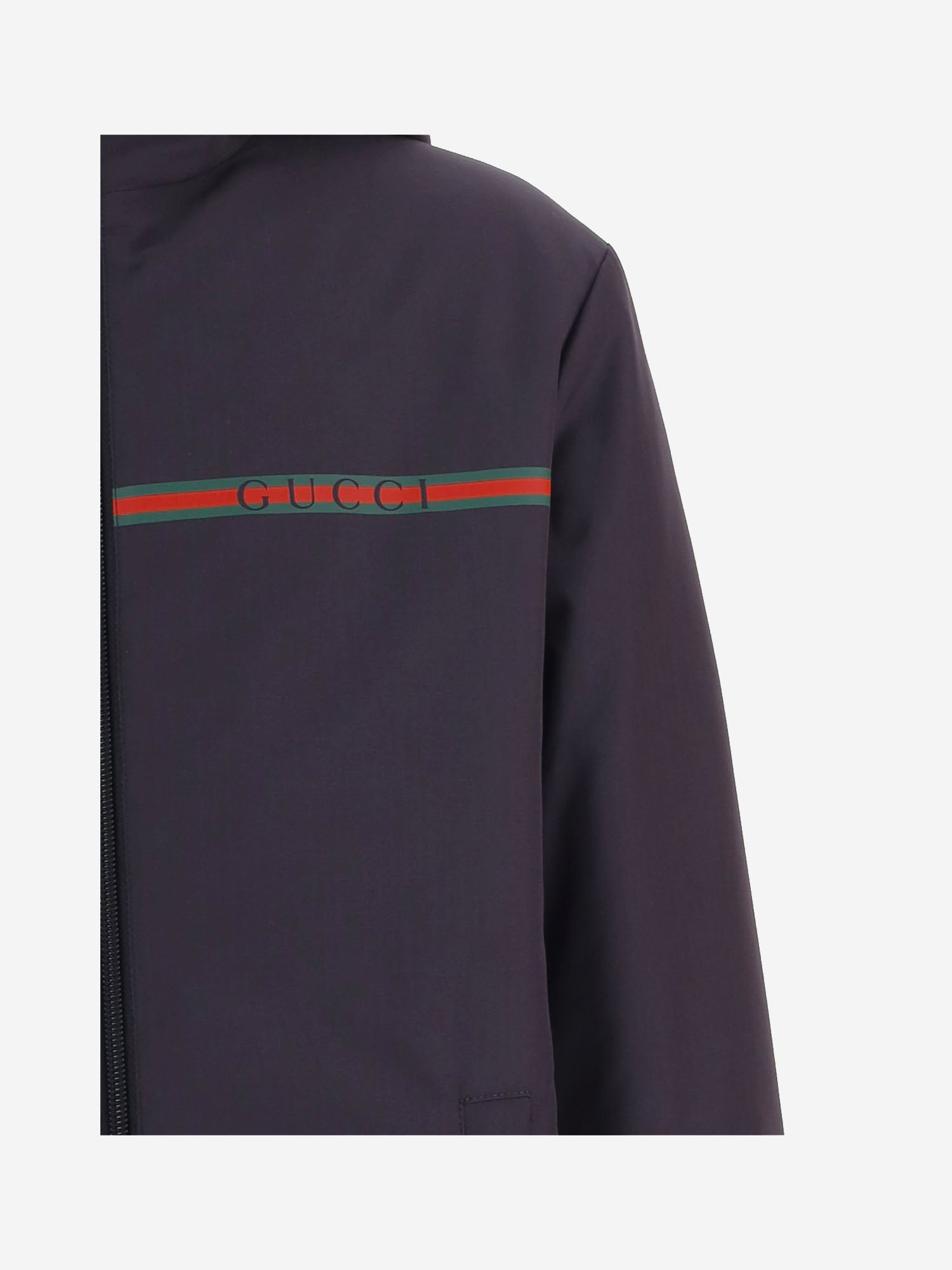 GIACCA IN NYLON CON ZIP E NASTRO WEB 870256 XWAWX4003 GUCCI KIDS 