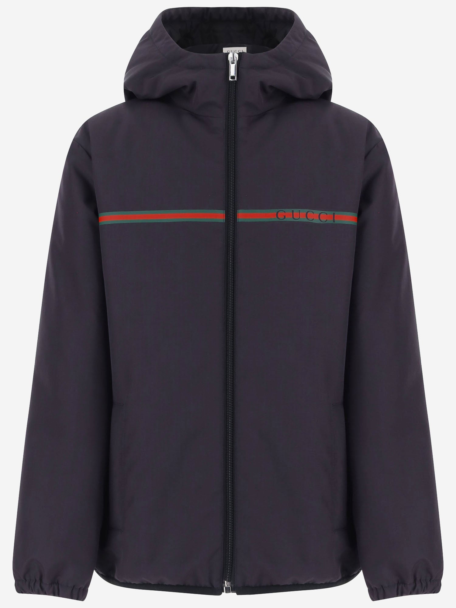 GIACCA IN NYLON CON ZIP E NASTRO WEB A00446 XWAWX4003 GUCCI KIDS 