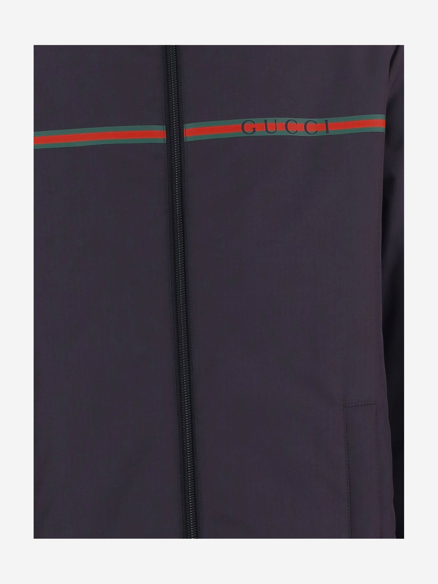 GIACCA IN NYLON CON ZIP E NASTRO WEB A00446 XWAWX4003 GUCCI KIDS 