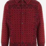 CAMICIA IN MAGLIA DI CASHMERE CON MOTIVO FANTASIA M35810AM CARMINE GUEST IN RESIDENCE 