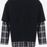T-SHIRT A MANICHE LUNGHE IN COTONE CON DETTAGLI A QUADRI HRT006051 1 HOMME 