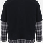 T-SHIRT A MANICHE LUNGHE IN COTONE CON DETTAGLI A QUADRI HRT006051 1 HOMME 