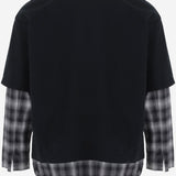 T-SHIRT A MANICHE LUNGHE IN COTONE CON DETTAGLI A QUADRI HRT006051 1 HOMME 