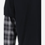 T-SHIRT A MANICHE LUNGHE IN COTONE CON DETTAGLI A QUADRI HRT006051 1 HOMME 