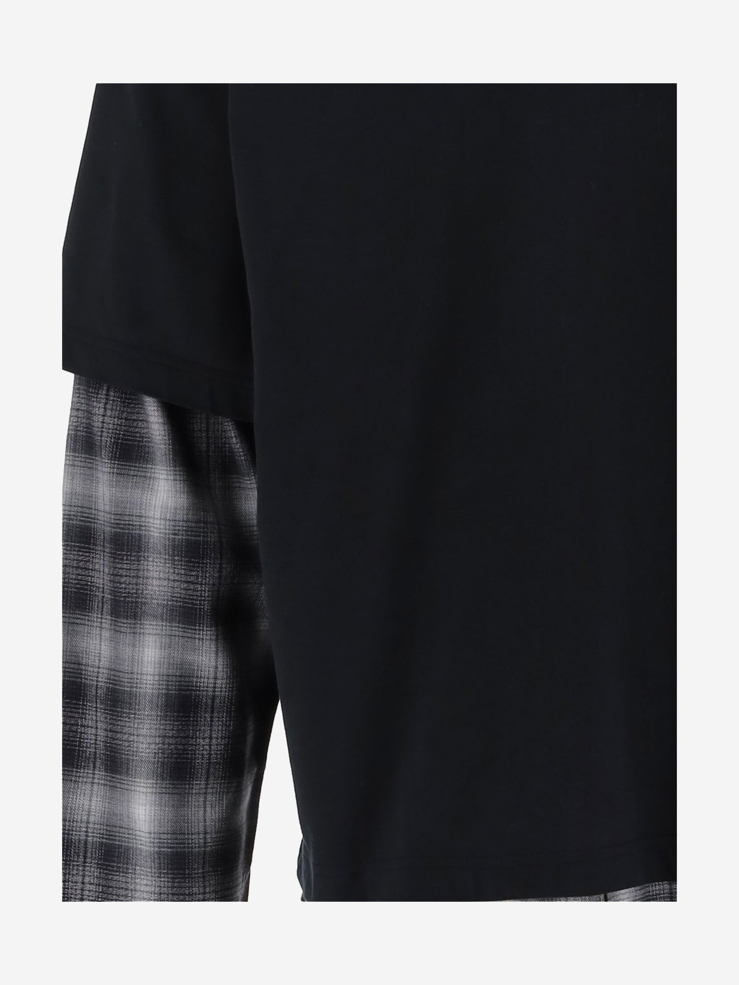T-SHIRT A MANICHE LUNGHE IN COTONE CON DETTAGLI A QUADRI HRT006051 1 HOMME 