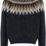 MAGLIONE IN LANA CON MOTIVO GEOMETRICO BROKENFLOWERS CHARCOAL HOWLIN 