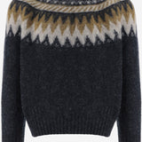 MAGLIONE IN LANA CON MOTIVO GEOMETRICO BROKENFLOWERS CHARCOAL HOWLIN 