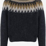 MAGLIONE IN LANA CON MOTIVO GEOMETRICO BROKENFLOWERS CHARCOAL HOWLIN 