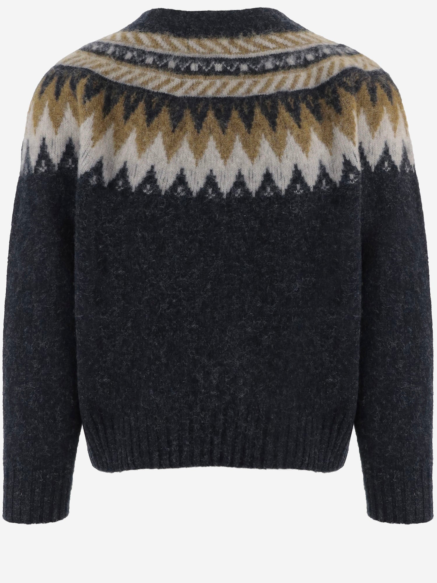 MAGLIONE IN LANA CON MOTIVO GEOMETRICO BROKENFLOWERS CHARCOAL HOWLIN 