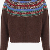 MAGLIA IN LANA CON MOTIVO JACQUARD LIVINGINTHELIGHT BROWNISH HOWLIN 